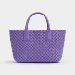 Bottega Veneta Women Mini Cabat Intreccio Leather Tote Bag with Detachable Strap-Purple