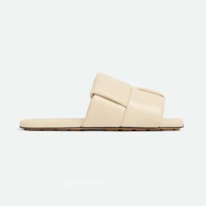 Bottega Veneta Women Patch Flat Mule Padded Intreccio Leather Flat Mules-Beige