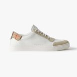 Burberry Men Leather Suede and Check Cotton Sneakers