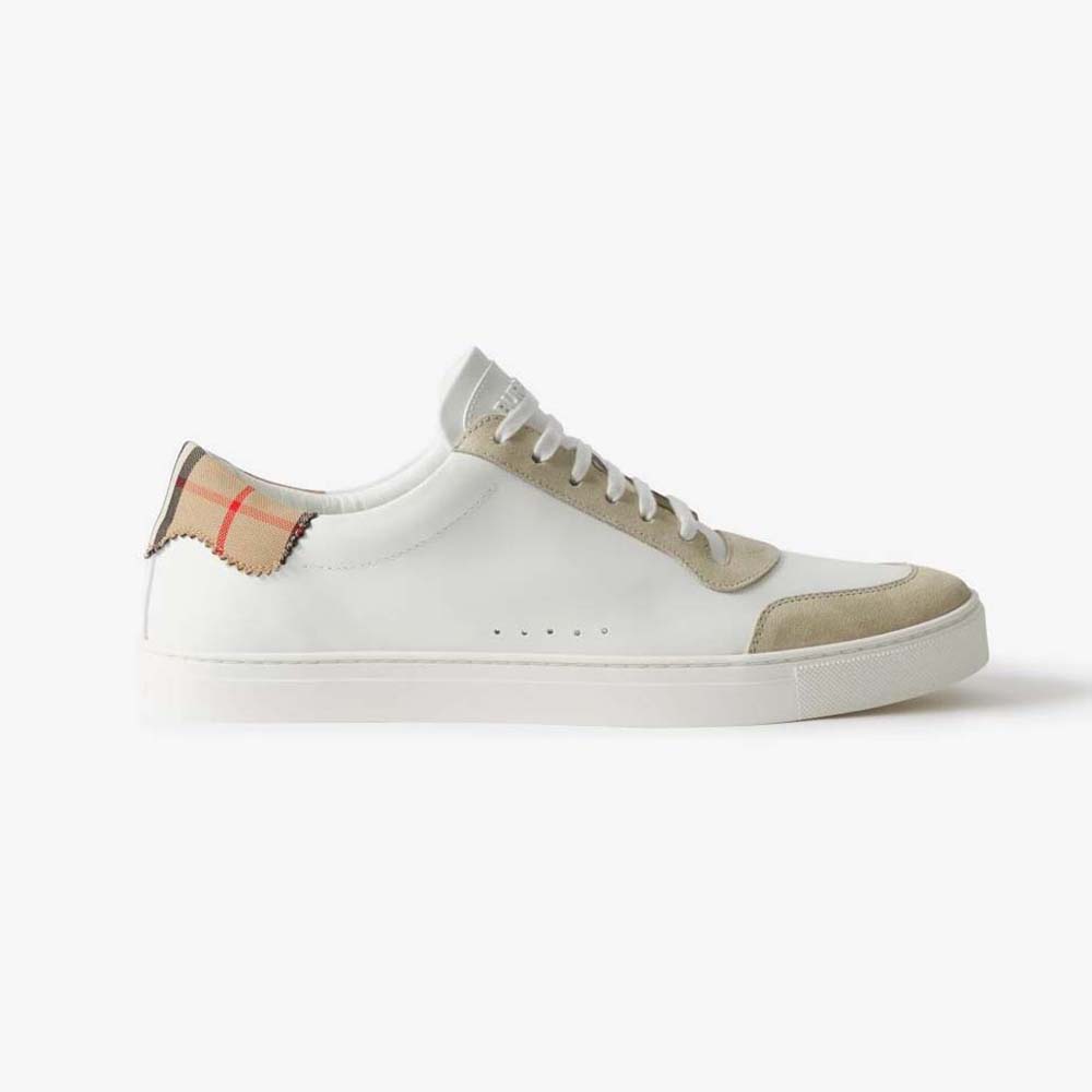 Burberry Men Leather Suede and Check Cotton Sneakers 1 Burberry Men Leather Suede and Check Cotton Sneakers