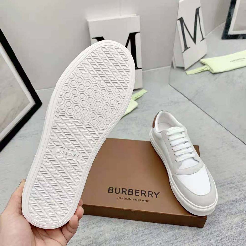 Burberry Men Leather Suede and Check Cotton Sneakers 9 Burberry Men Leather Suede and Check Cotton Sneakers - Image 9