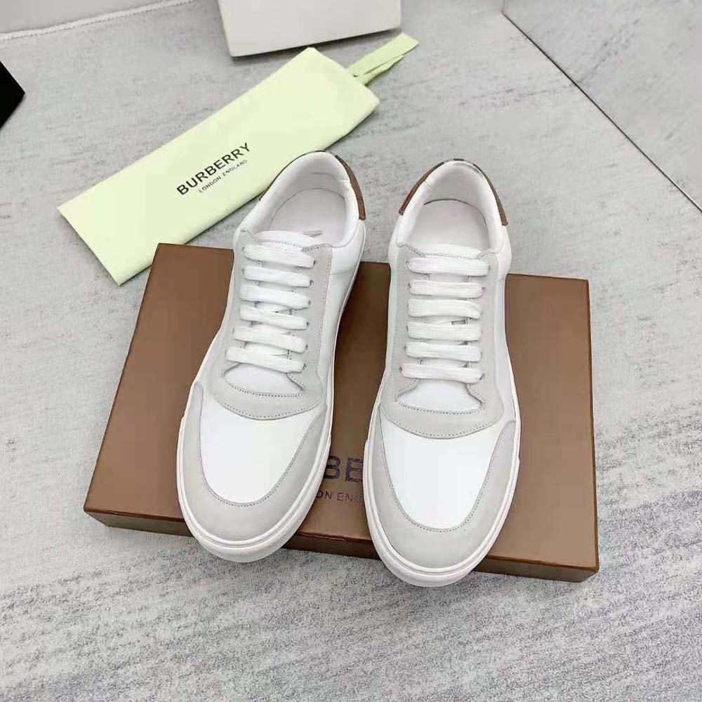 Burberry Men Leather Suede and Check Cotton Sneakers 2 Burberry Men Leather Suede and Check Cotton Sneakers - Image 2