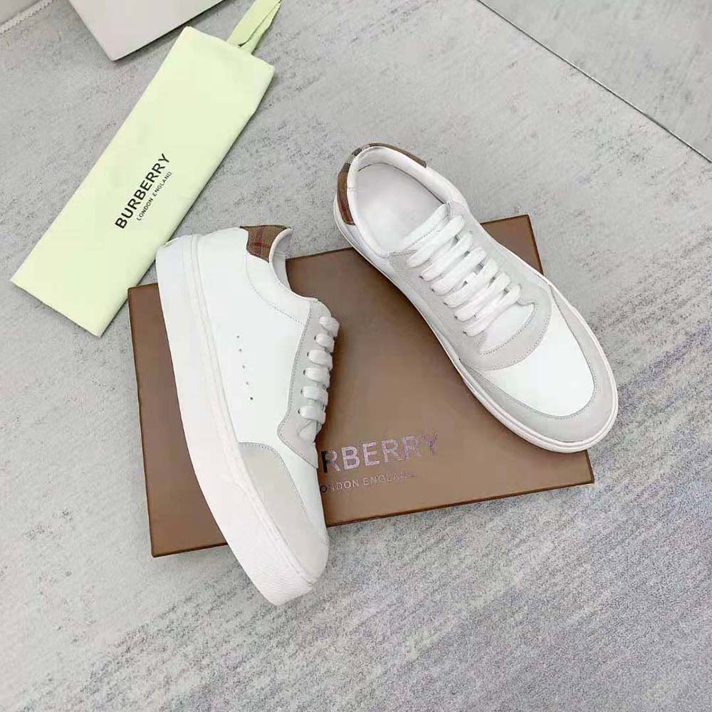 Burberry Men Leather Suede and Check Cotton Sneakers 6 Burberry Men Leather Suede and Check Cotton Sneakers - Image 6
