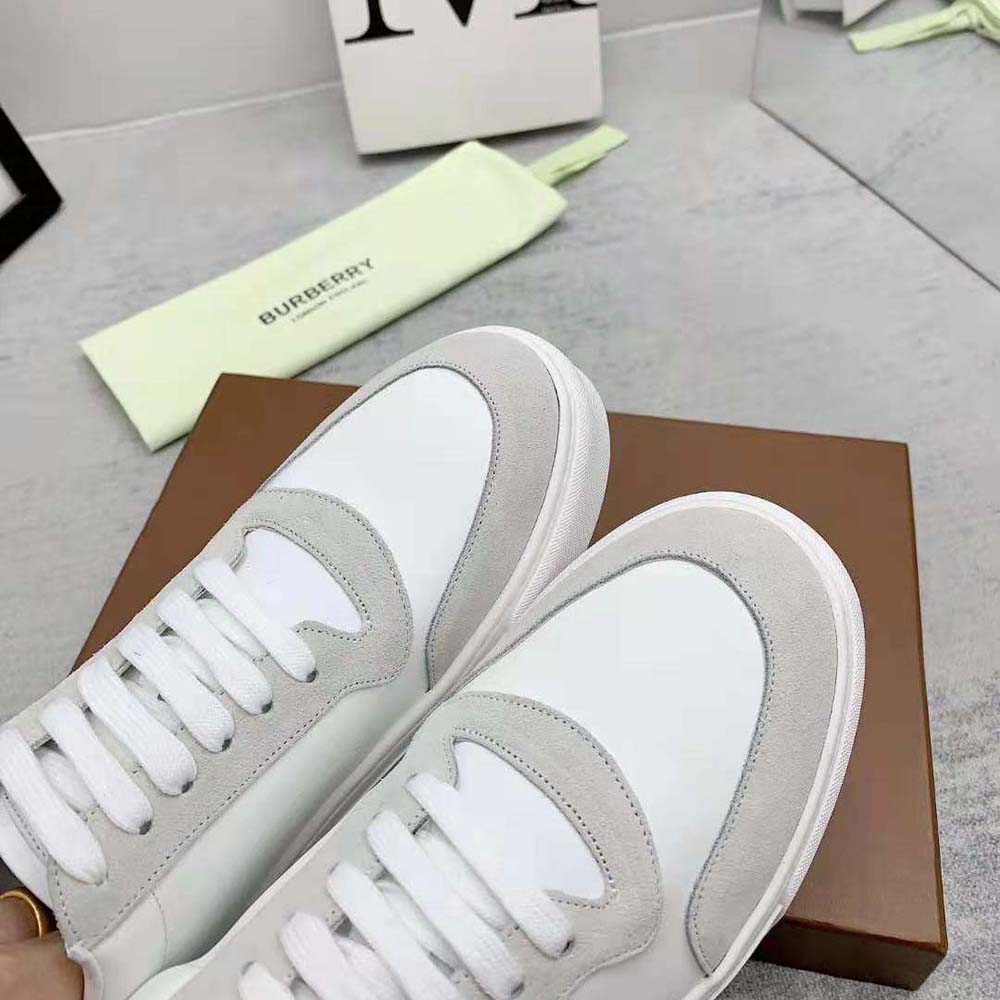 Burberry Men Leather Suede and Check Cotton Sneakers 8 Burberry Men Leather Suede and Check Cotton Sneakers - Image 8