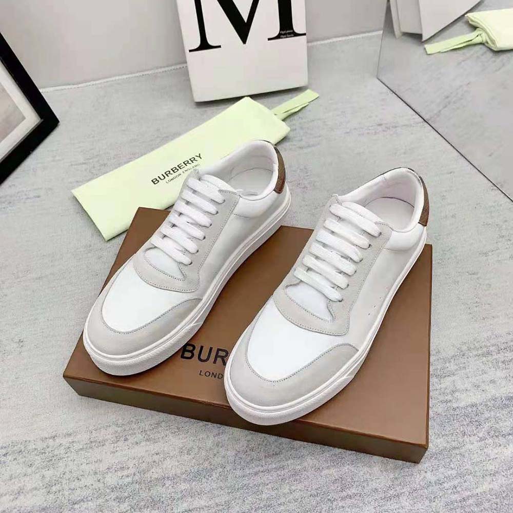 Burberry Men Leather Suede and Check Cotton Sneakers 3 Burberry Men Leather Suede and Check Cotton Sneakers - Image 3