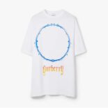 Burberry Women Thorn and Logo Print Cotton Oversized T-shirt-White
