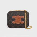 Celine Women Box on Chain Cuir Triomphe in Triomphe Canvas and Calfskin
