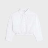 Celine Women Cropped Smock Shirt in Cotton Batiste