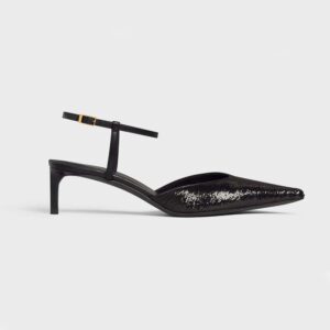 Celine Women Kitten in Sequins and Calfskin-Black
