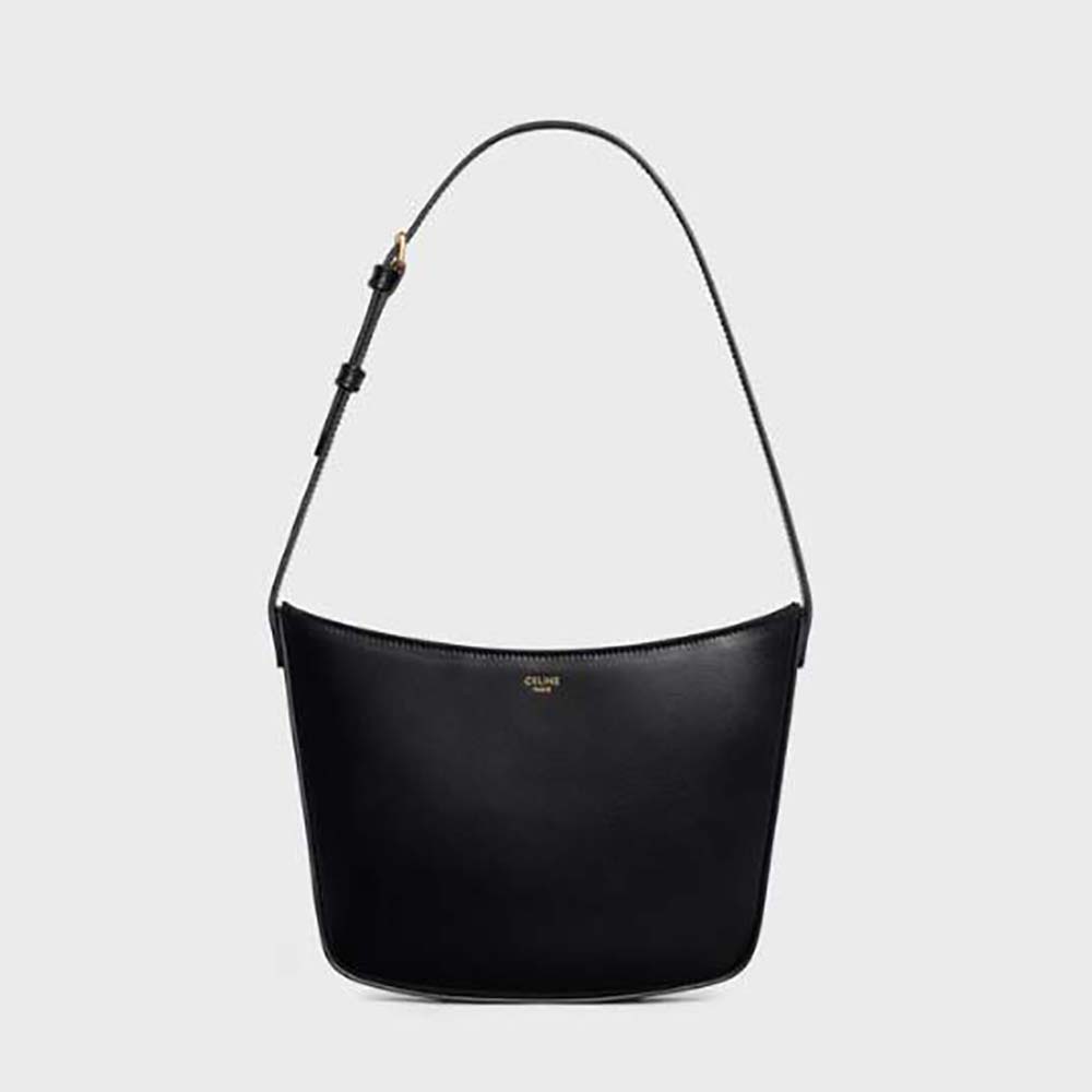 Celine Women Medium Celine Croque Bag in Shiny Calfskin-Black