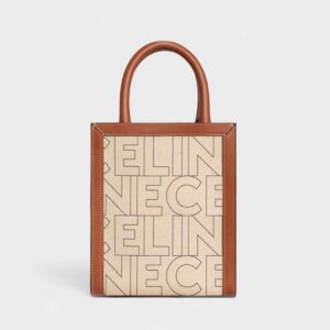 Celine Women Mini Vertical Cabas Celine in Textile with Celine All-Over Print