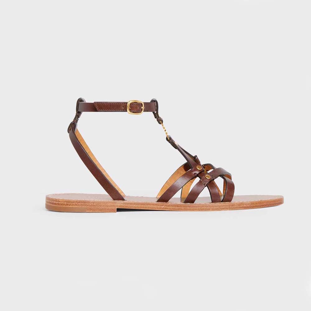 Celine Women Taillat Triomphe Sandal in Vegetable-Tanned Calfskin