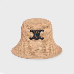 Celine Women Triomphe Hat in Raphia