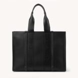 Chloe Women Large Woody Tote Bag with Embroidered Chloé Logo-Black