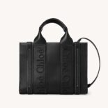 Chloe Women Small Woody Tote Bag with Embroidered Chloé Logo-Black