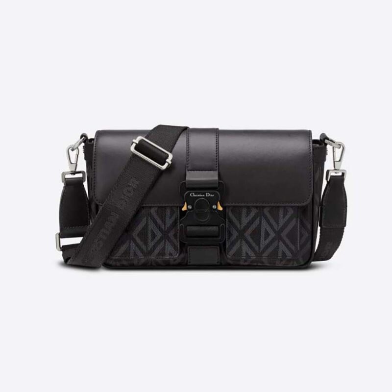 Dior Men Hit The Road Bag With Strap Dior Gray Cd Diamond Canvas And Smooth Calfskin