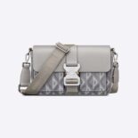 Dior Men Hit The Road Bag with Strap Dior Gray CD Diamond Canvas and Smooth Calfskin