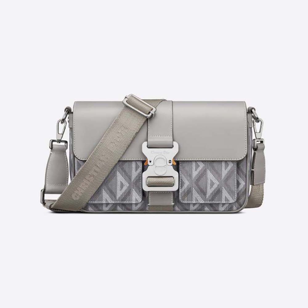 Dior - Pouch with Strap Dior Gray CD Diamond Canvas - Men