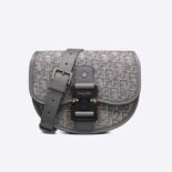 Dior Men Mini Gallop Bag with Strap Ruthenium-Colored Dior Oblique Jacquard