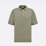 Dior Men Oblique Polo Shirt Khaki Cotton Jacquard