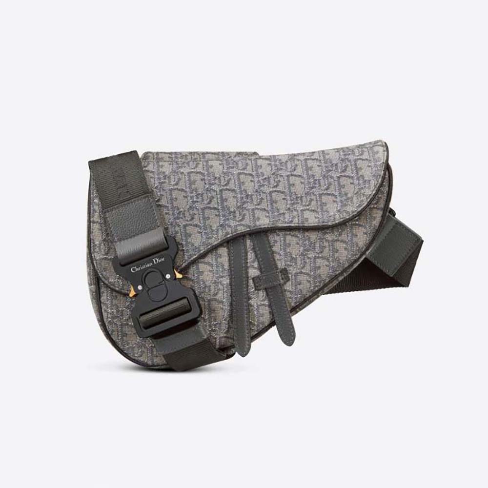 Dior Men Saddle Bag Ruthenium-Colored Dior Oblique Jacquard