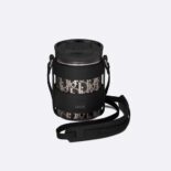 Dior Unisex Aqua Mug with Shoulder Strap Black Grained Calfskin and Dior Oblique Stainless Steel