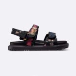 Dior Women Dioract Sandal Black Multicolor Technical Fabric Embroidered with Dior Petites Fleurs Motif