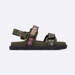 Dior Women Dioract Sandal Khaki Multicolor Technical Fabric Embroidered with Dior Petites Fleurs Motif