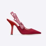 Dior Women J'Adior Slingback Pump Cherry Red Embroidered Cotton
