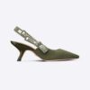 Dior Women J'Adior Slingback Pump Khaki Embroidered Cotton