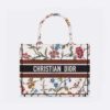 Dior Women Medium Dior Book Tote White Multicolor Dior Petites Fleurs Embroidery