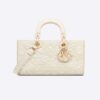 Dior Women Medium Lady D-joy Bag Latte Quilted-Effect Lambskin with Ornamental Motif