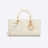 Dior Women Medium Lady D-joy Bag Latte Quilted-Effect Lambskin with Ornamental Motif