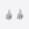 Dior Women Medium Rose Dior Bagatelle Earrings 18K White Gold and Diamonds
