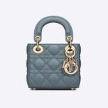 Dior Women Micro Lady Dior Bag Cloud Blue Cannage Lambskin