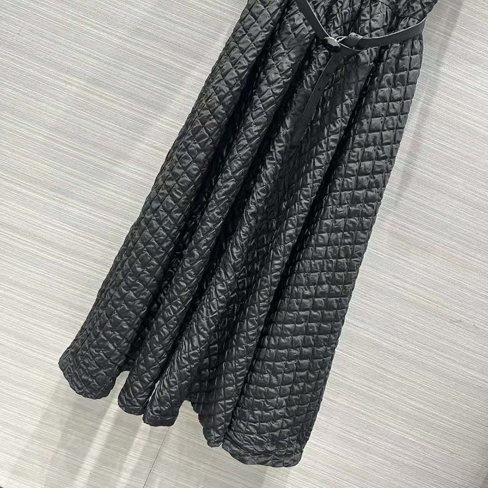 Dior Women Mid-Length Belted Dress Black Matte Cloqué Technical Fabric 5 Dior Women Mid-Length Belted Dress Black Matte Cloqué Technical Fabric - Image 5