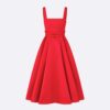 Dior Women Mid-Length Dress Red Wool and Silk Shantung