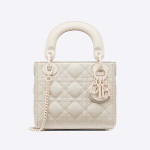 Dior Women Mini Lady Dior Bag Latte Ultramatte Cannage Calfskin