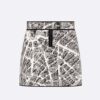 Dior Women Miniskirt White and Black Technical Mesh with Plan de Paris Motif