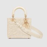 Dior Women Small Lady Dior my Abcdior Bag Latte Quilted-Effect Lambskin with Ornamental Motif