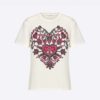 Dior Women T-Shirt Ecru Cotton Jersey and Linen with Dior Bandana Motif