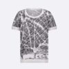 Dior Women T-shirt White and Black Linen, Cashmere and Silk Knit with Plan de Paris Motif