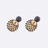Dior Women Tribales Earrings Gold-Finish Metal and Black Stone-Effect Resin Pearls