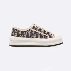 Dior Women Walk'N'Dior Platform Sneaker Deep Blue Dior Oblique Embroidered Cotton