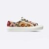 Dior Women Walk'N'Dior Sneaker Beige Multicolor Raffia Embroidered with Dior Petites Fleurs Motif