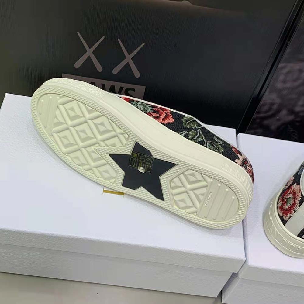 Dior Women Walk'N'Dior Sneaker Black Multicolor Cotton Embroidered with Dior Petites Fleurs Motif 10 Dior Women Walk'N'Dior Sneaker Black Multicolor Cotton Embroidered with Dior Petites Fleurs Motif - Image 10