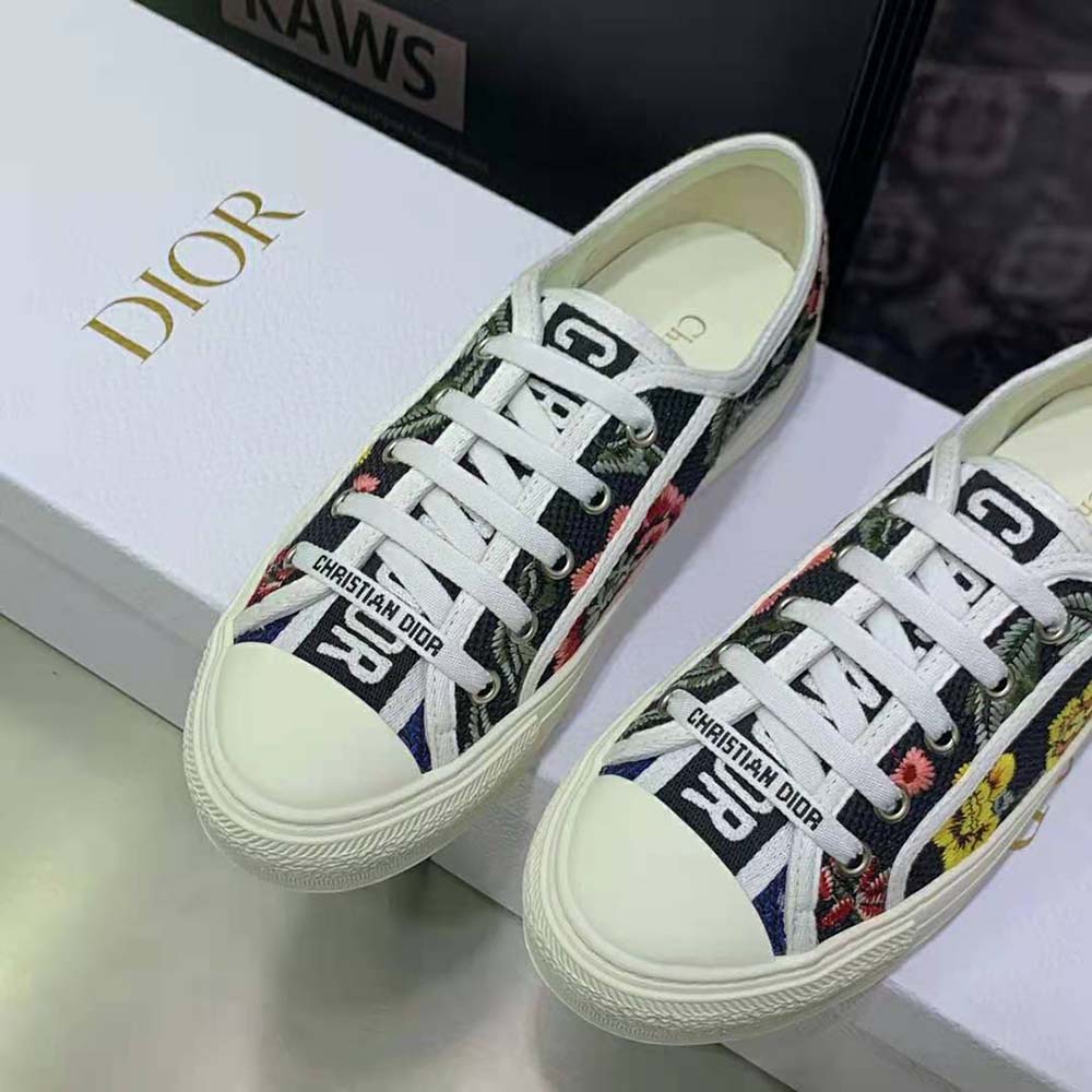 Dior Women Walk'N'Dior Sneaker Black Multicolor Cotton Embroidered with Dior Petites Fleurs Motif 7 Dior Women Walk'N'Dior Sneaker Black Multicolor Cotton Embroidered with Dior Petites Fleurs Motif - Image 7