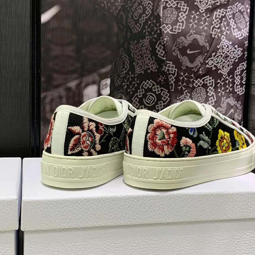 Dior Women Walk'N'Dior Sneaker Black Multicolor Cotton Embroidered with Dior Petites Fleurs Motif 9 Dior Women Walk'N'Dior Sneaker Black Multicolor Cotton Embroidered with Dior Petites Fleurs Motif - Image 9