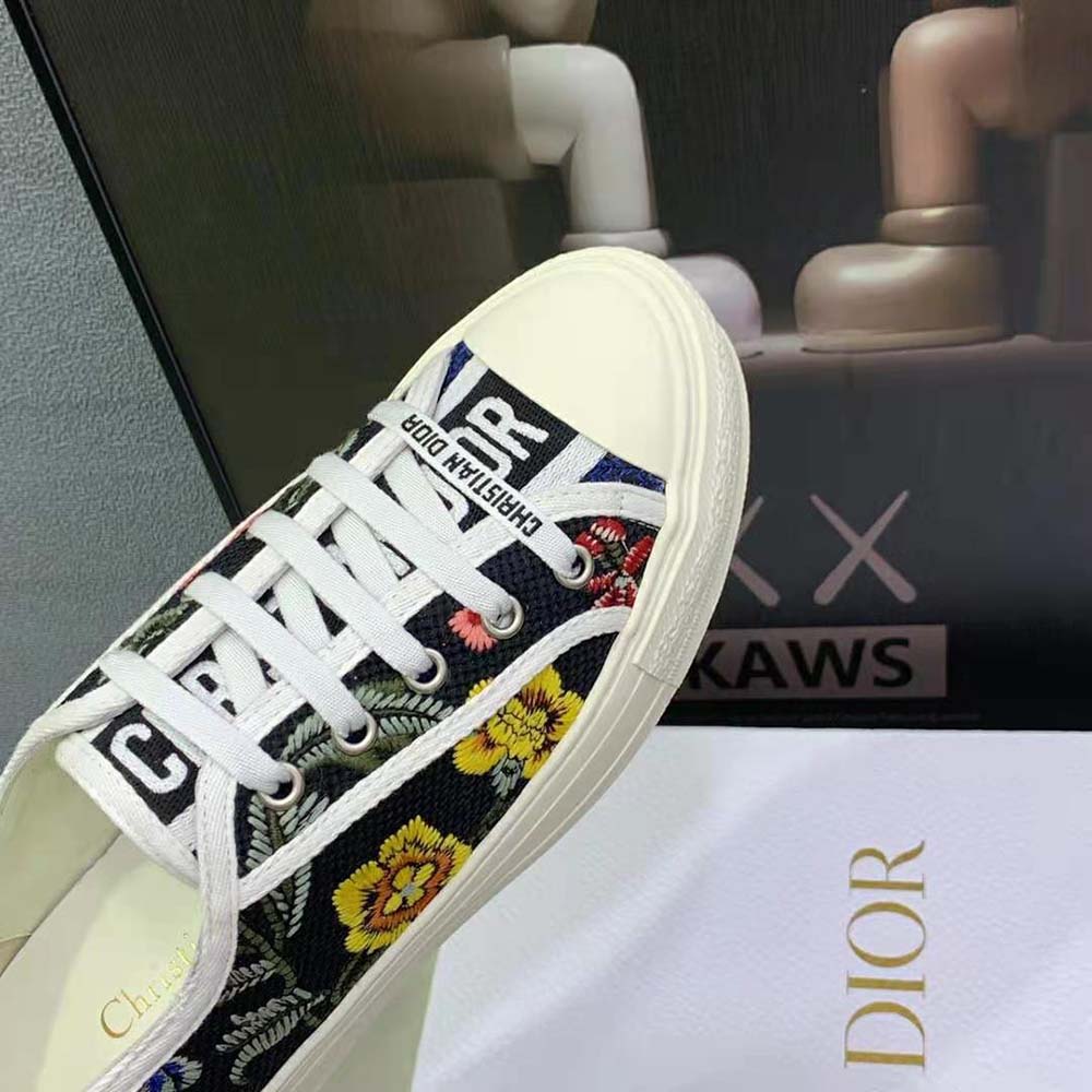 Dior Women Walk'N'Dior Sneaker Black Multicolor Cotton Embroidered with Dior Petites Fleurs Motif 8 Dior Women Walk'N'Dior Sneaker Black Multicolor Cotton Embroidered with Dior Petites Fleurs Motif - Image 8