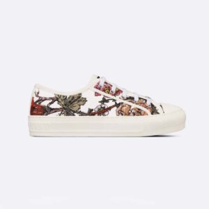 Dior Women Walk'N'Dior Sneaker White Multicolor Cotton with Dior Jardin Botanique Embroidery